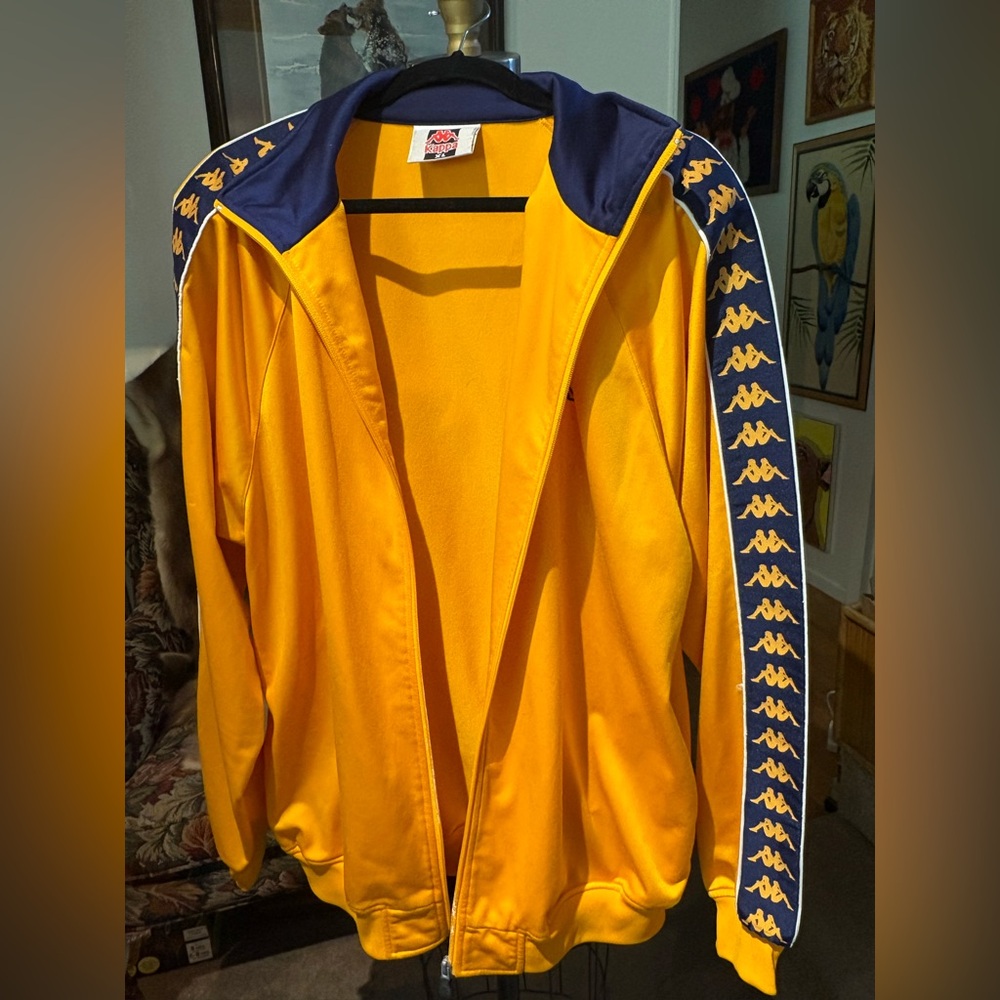 Kappa Vintage Track Jacket Yellow Logo Tape Full Zip Athletic Jacket XL